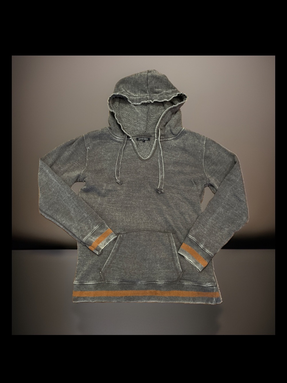 Vintage Inspired Ocean Drive Distressed Mineral Wash Varsity Stripe Hoodie